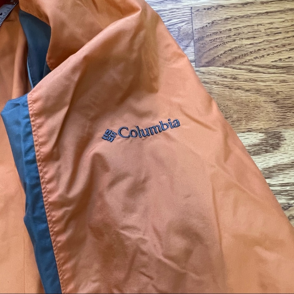 Columbia Youth 18/20 Orange Gray Hooded Rain Jacket Windbreaker - Picture 8 of 8